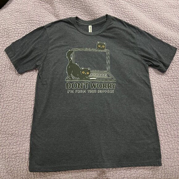 Outlash Wear Mens XL Shirt T-shirt Cats Kittens Tech Support Computer Geek New - Picture 2 of 10